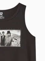 U2 Classic Fit Crew Tank - Cotton Black Joshua Tree