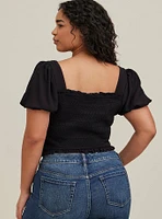 Challis Smocked Puff Sleeve Crop Top