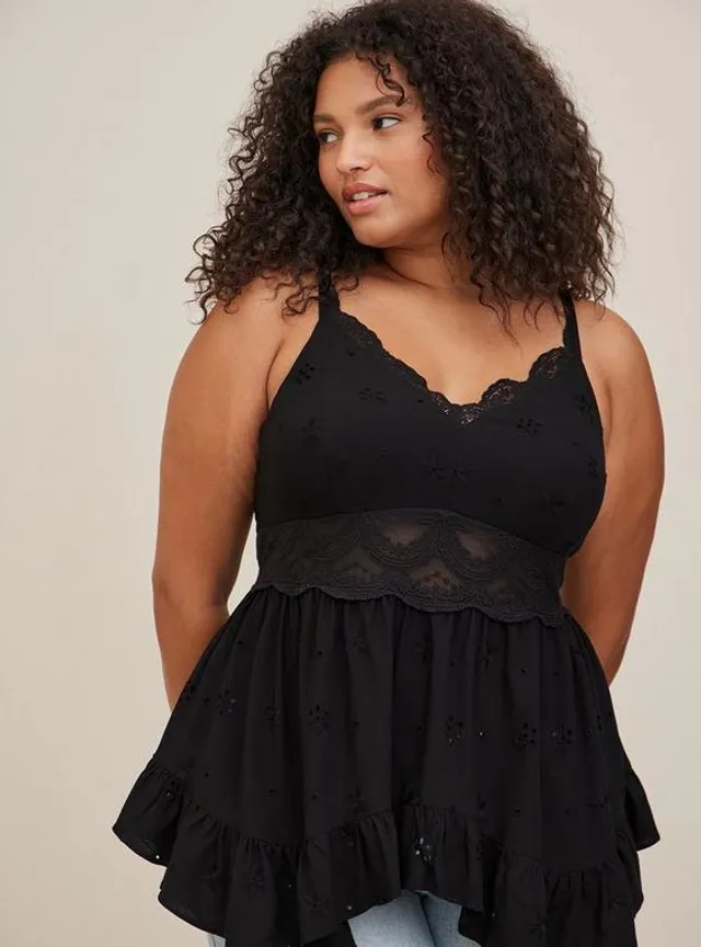 TORRID Babydoll Eyelet With Lace Detail Top