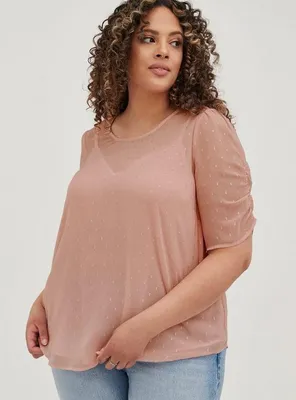 Chiffon Lurex Ruched Sleeve Blouse