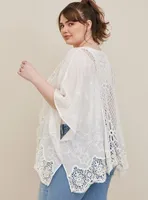 Embroidered Ruana With Sleeves