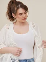 Embroidered Ruana With Sleeves