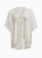 Embroidered Ruana With Sleeves