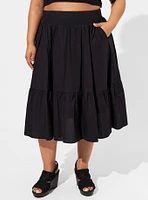 Midi Poplin Tiered Skirt