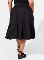 Midi Poplin Tiered Skirt