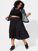 Midi Poplin Tiered Skirt