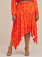 Handkerchief Hem Maxi Skirt - Super Soft Floral Orange