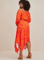 Handkerchief Hem Maxi Skirt - Super Soft Floral Orange