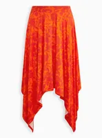 Handkerchief Hem Maxi Skirt - Super Soft Floral Orange