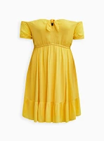 Mini Gauze Puff Sleeve Skater Dress