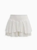 3.5 Inch Short Gauze High-Rise Ruffle Hem