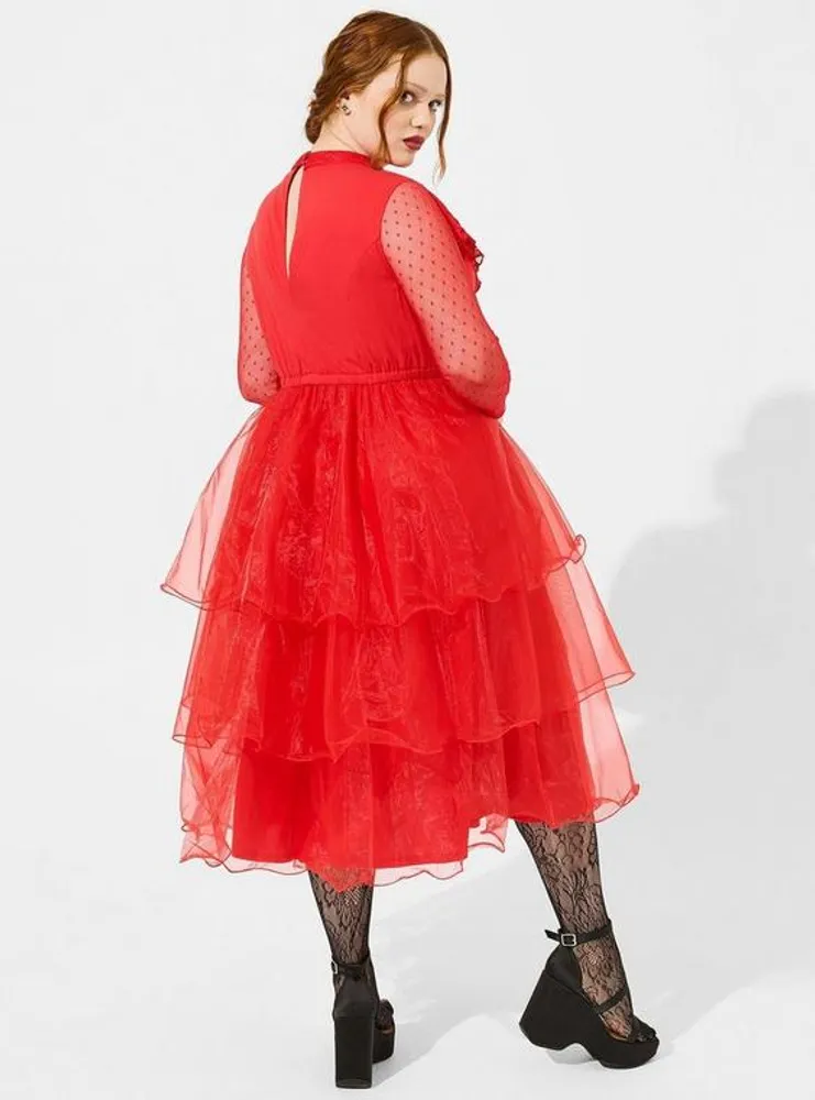 UO Becky Sheer Tulle Midi Dress
