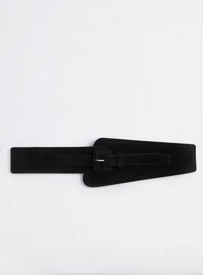 Stretch Waist Belt - Faux Suede Black