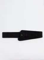 Stretch Waist Belt - Faux Suede Black