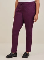 Pull-On Straight Stretch Poplin Mid-Rise Tie-Front Pant