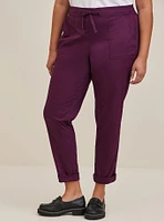 Pull-On Straight Stretch Poplin Mid-Rise Tie-Front Pant