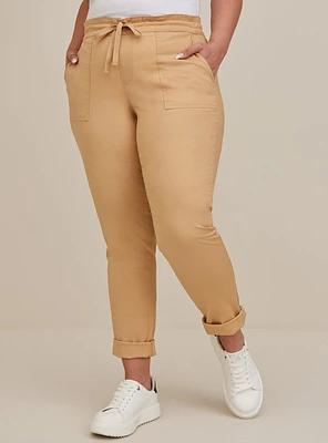 Straight Leg Tie Front Pant - Poplin Dusty Olive