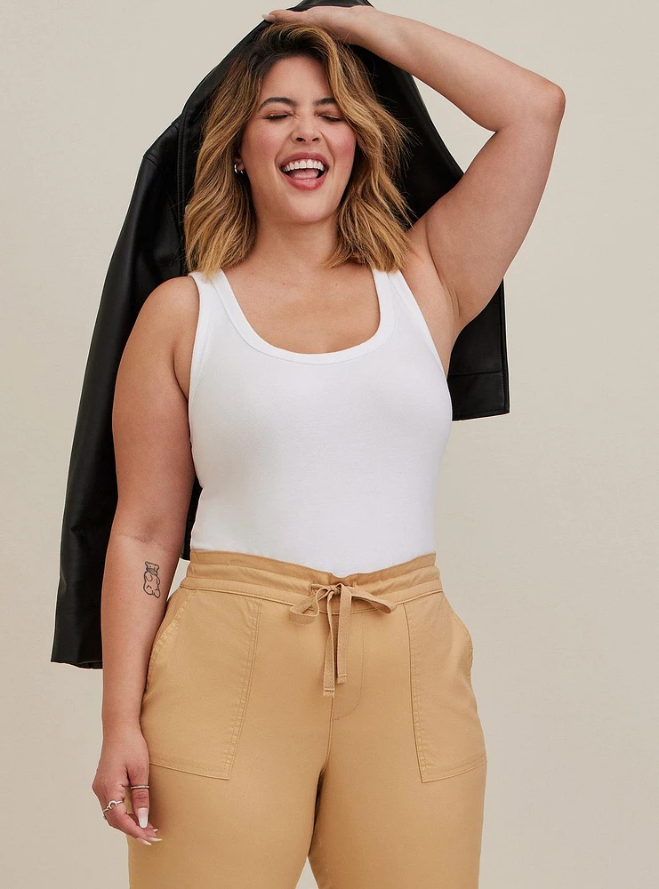 Straight Leg Tie Front Pant - Poplin Dusty Olive