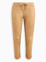 Straight Leg Tie Front Pant - Poplin Dusty Olive