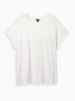 Cotton Modal Slub + Clip Dot Print Fabric Mixed Dolman Tee