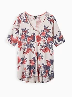 Favorite Tunic Waffle V-Neck Faux Button-Front Hilo Tee