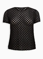 Sheer Geometrical Crew Neck Tee