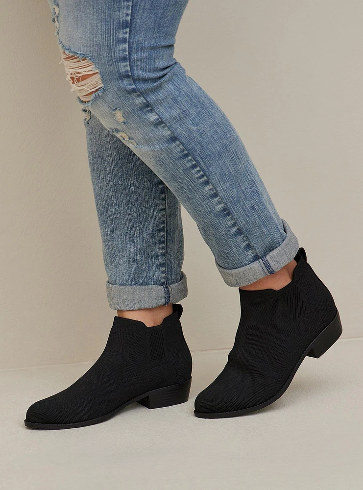 Stretch Knit Ankle Bootie - Black (WW)