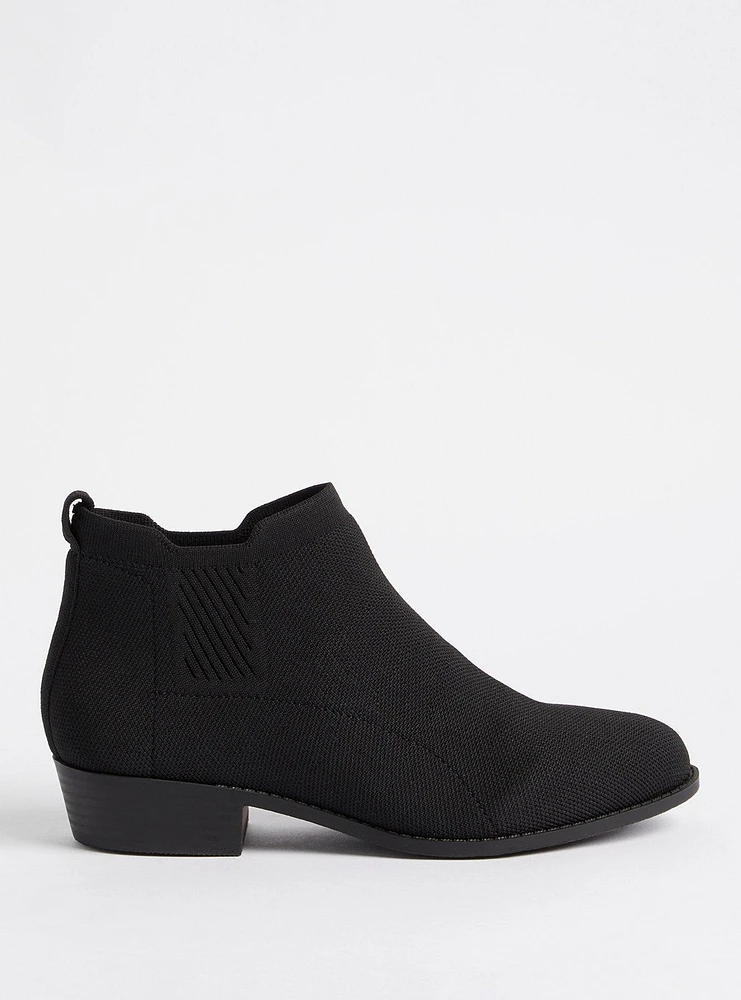 Stretch Knit Ankle Bootie - Black (WW)