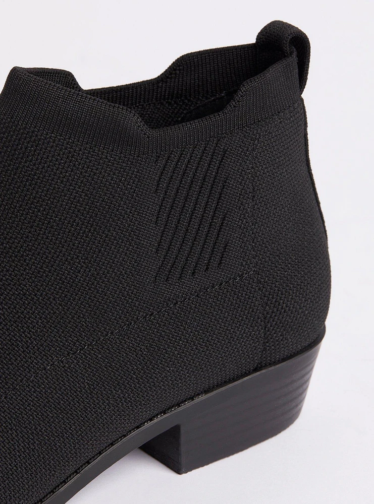 Stretch Knit Ankle Bootie - Black (WW)