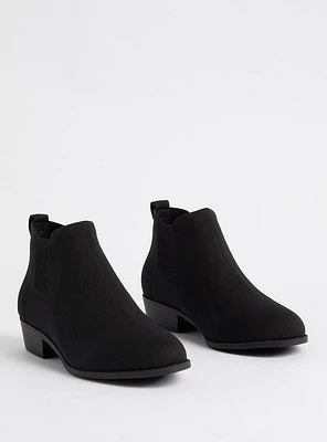 Stretch Knit Ankle Bootie - Black (WW)