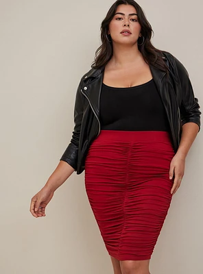 Midi Super Soft Shirred Pencil Skirt