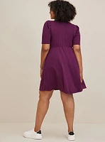 Mini Slub Puff Sleeve Skater Dress