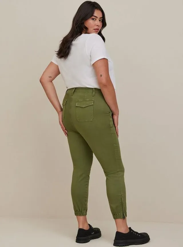 Plus Size - Relaxed Fit Jogger Stretch Challis Mid-Rise Cargo