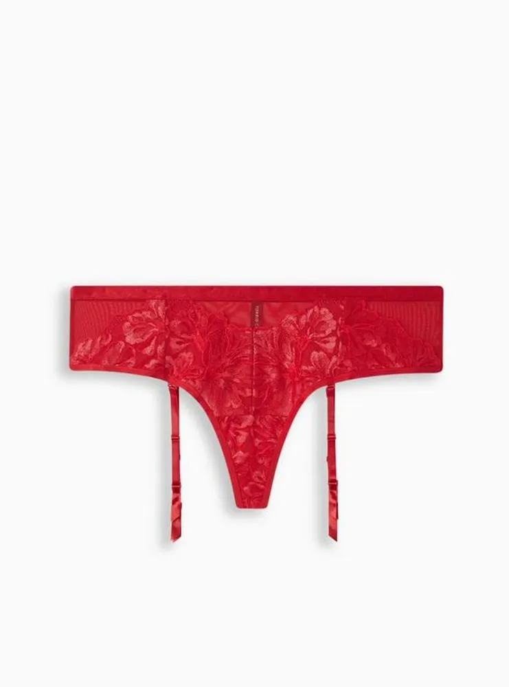 Shimmer Lace Mid Rise Thong Panty