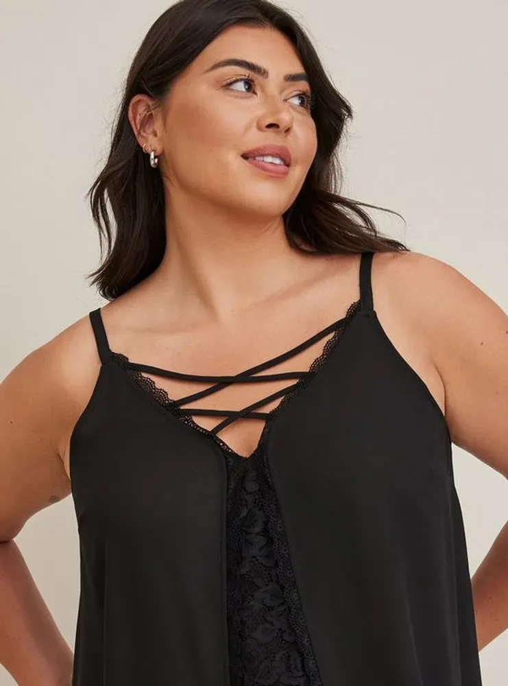 Strappy Lace Cami - Georgette Black