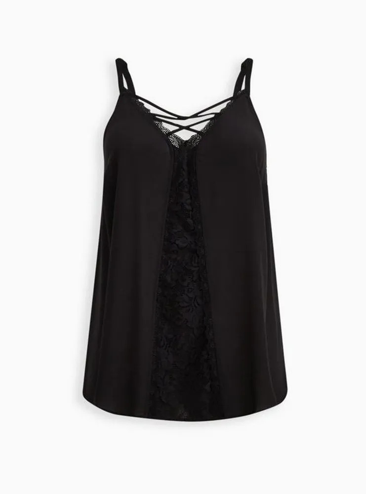 Strappy Lace Cami - Georgette Black