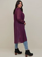 Clip Dot Button Front Maxi Kimono