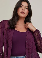 Clip Dot Button Front Maxi Kimono
