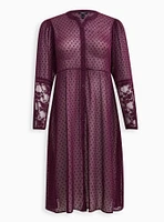 Clip Dot Button Front Maxi Kimono