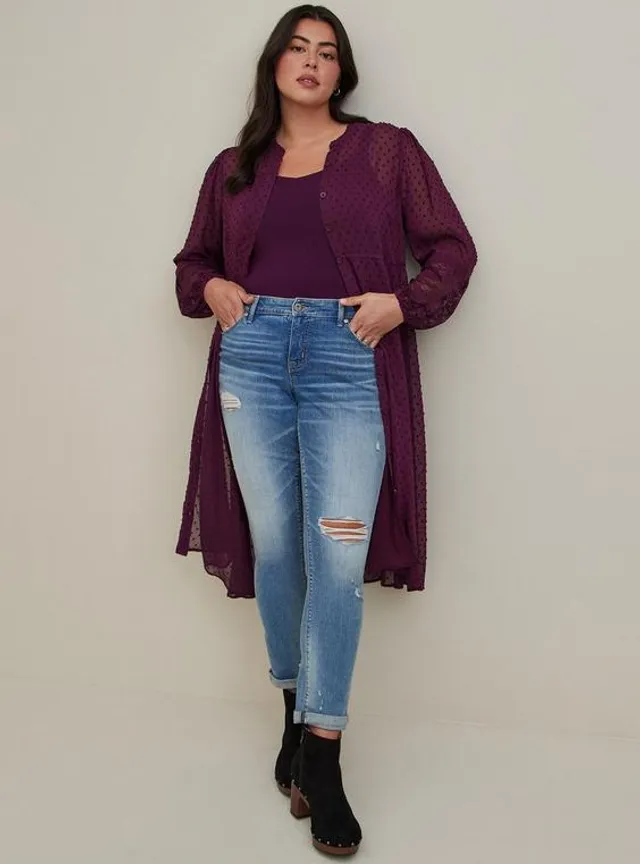 Plus Size - Textured Woven With Eyelet Trim Cold Shoulder Top - Torrid