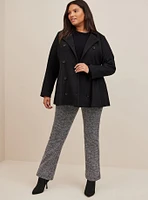 Wool Peplum Button Front Coat