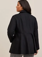 Wool Peplum Button Front Coat