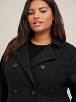 Wool Peplum Button Front Coat