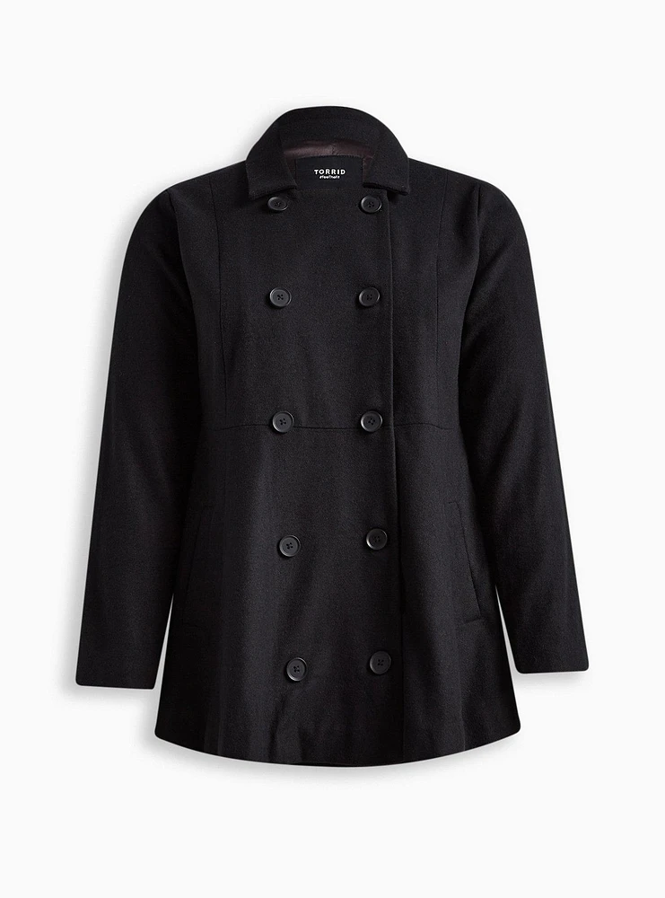 Wool Peplum Button Front Coat