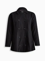 Wool Peplum Button Front Coat