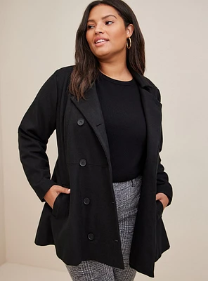 Wool Peplum Button Front Coat