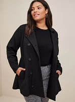Wool Peplum Button Front Coat
