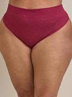 Seamless Mid Rise Thong Shimmer Rib Panty