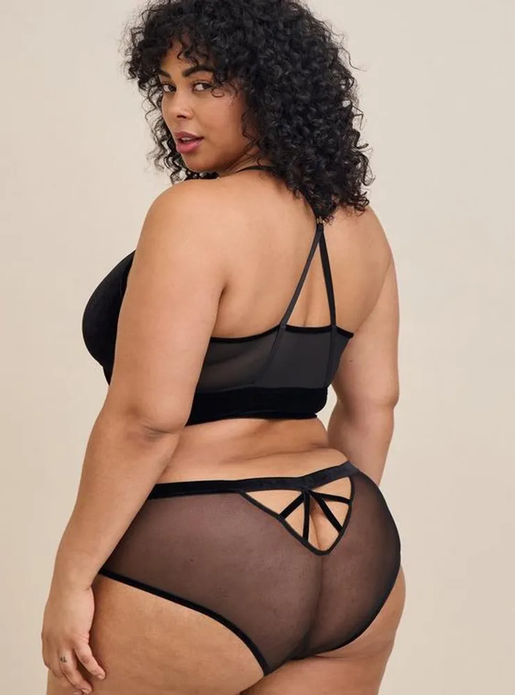 TORRID Velour And Mesh Hipster Panty With Cage Back