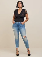 Floral Lace Short Sleeve Bodysuit